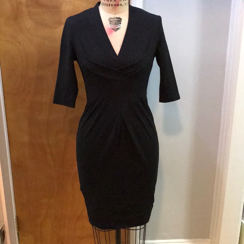 Zara LBD W/ v- neck Flange and Pleats!